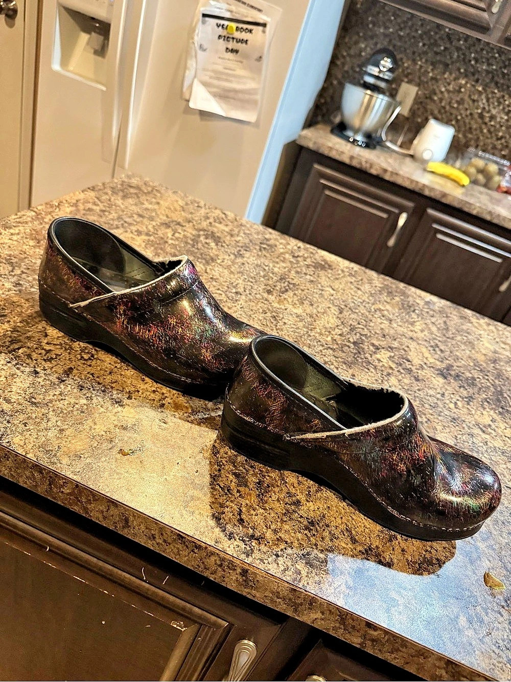 Dansko Professional Clogs Black Multi Graffiti Patent & Multicolor 7.5